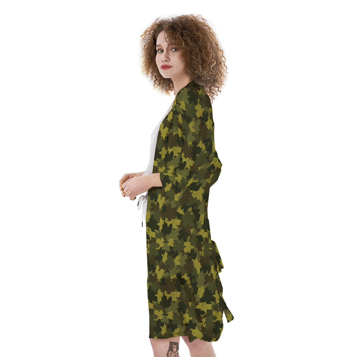 Hunting Camouflage Fall Leaves Print Kimono-grizzshop