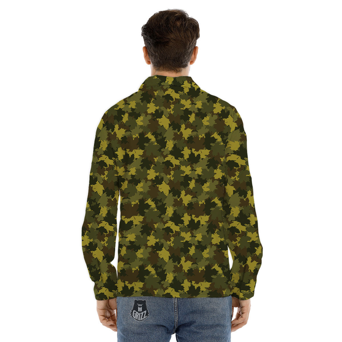 Hunting Camouflage Fall Leaves Print Men's Dress Shirts-grizzshop