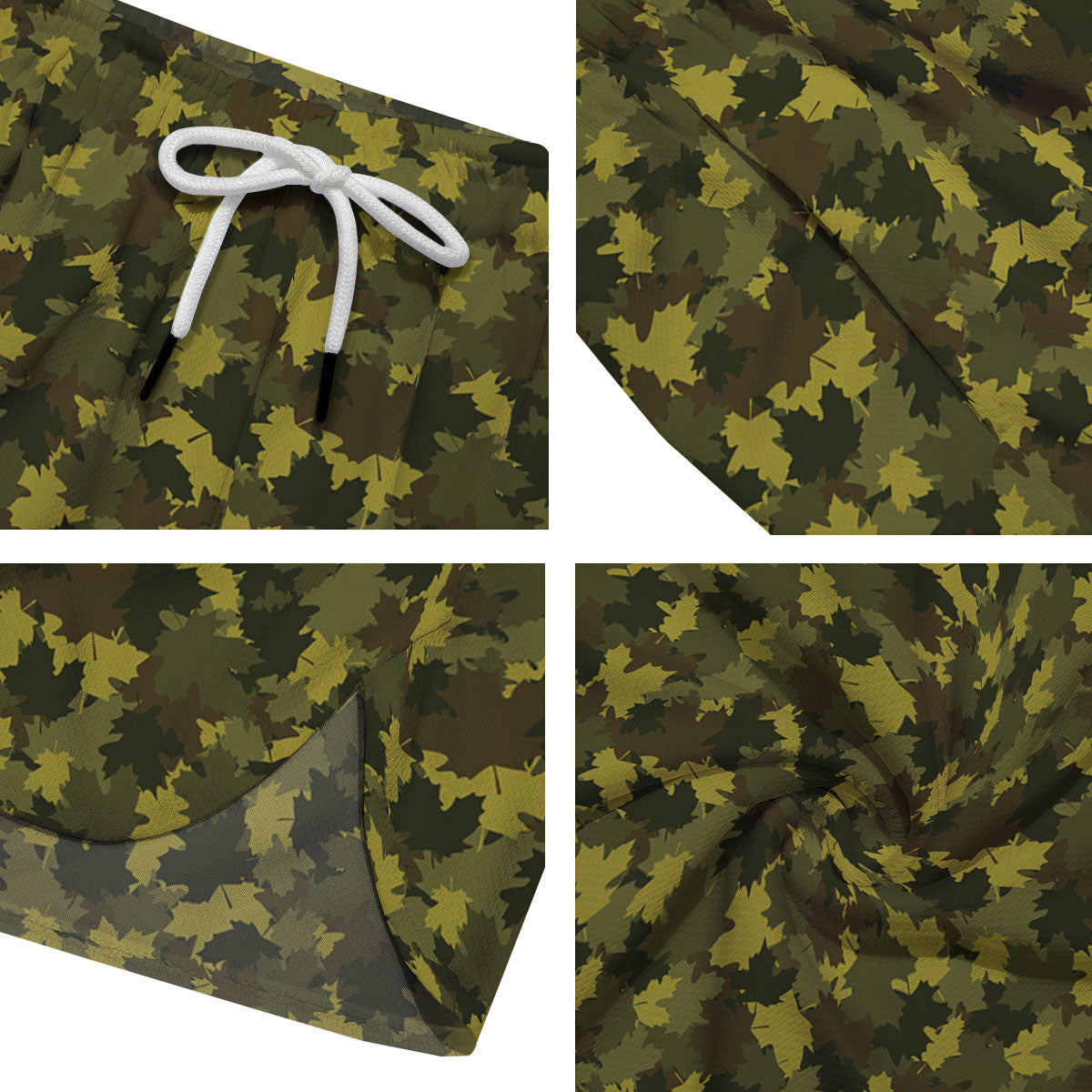 Hunting Camouflage Fall Leaves Print Men's Running Shorts-grizzshop