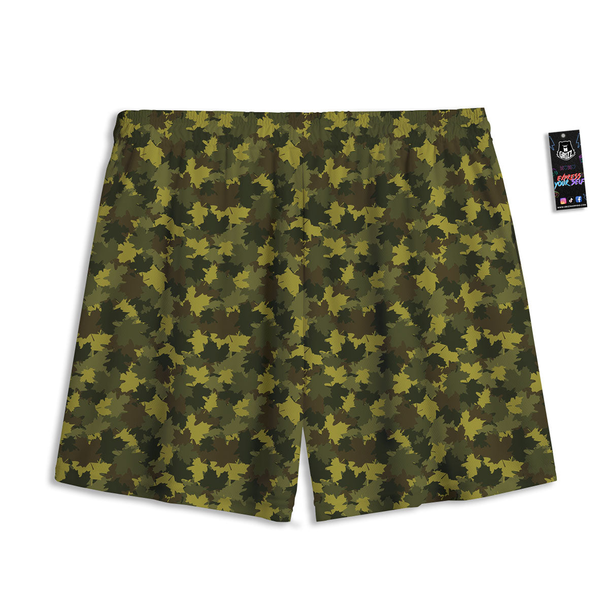Hunting Camouflage Fall Leaves Print Mesh Shorts