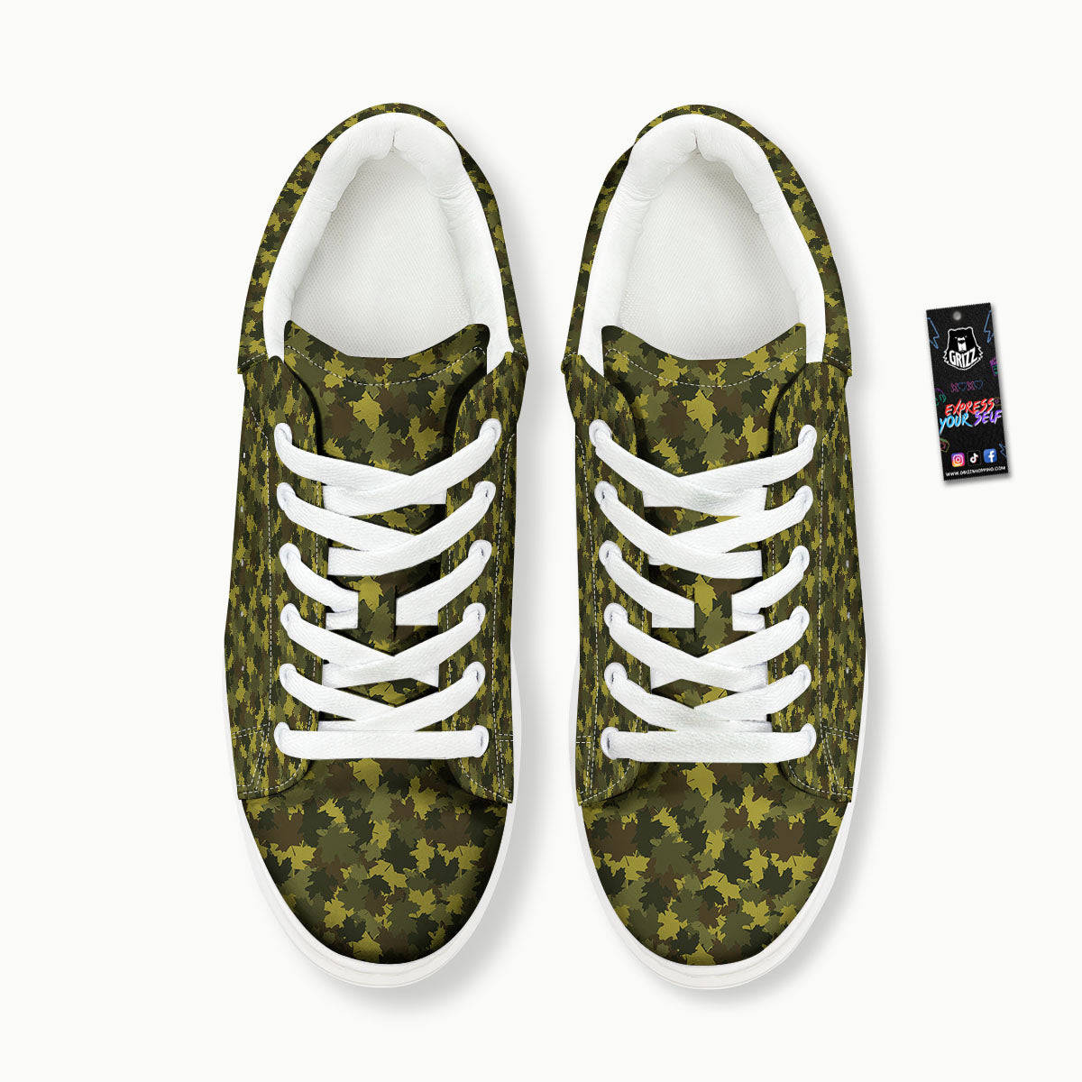 Hunting Camouflage Fall Leaves Print Platform Shoes-grizzshop