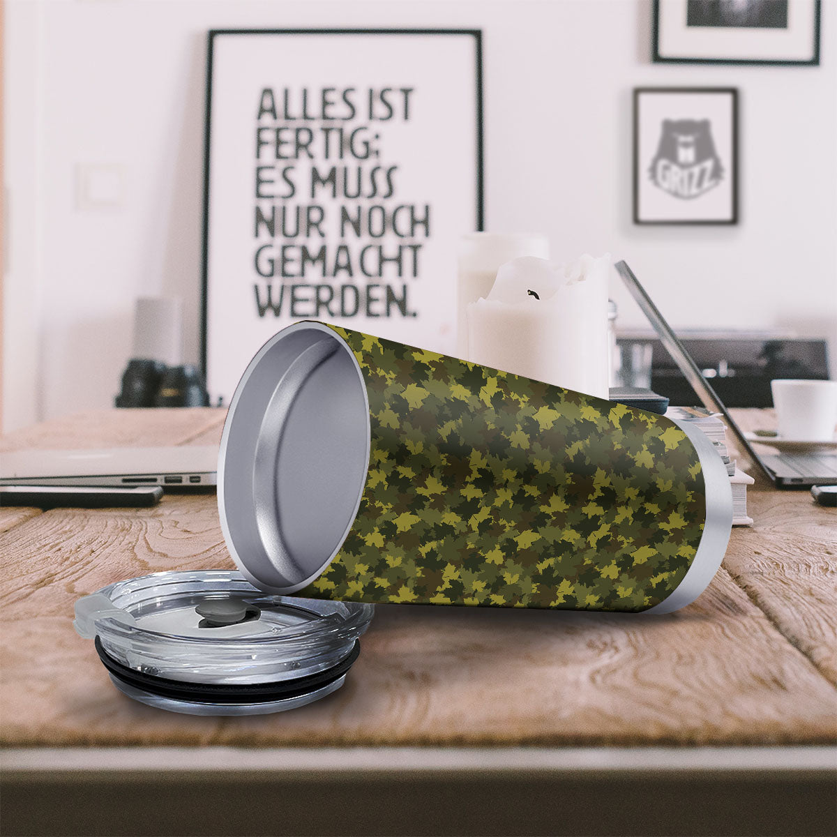 Hunting Camouflage Fall Leaves Print Tumbler-grizzshop
