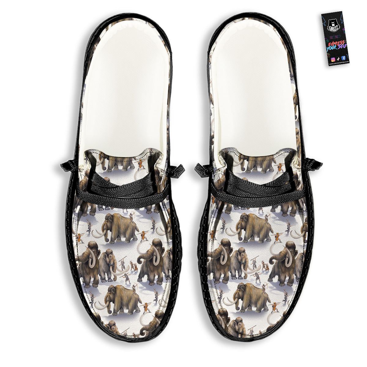Hunting Mammoth Print Pattern Black Loafers-grizzshop
