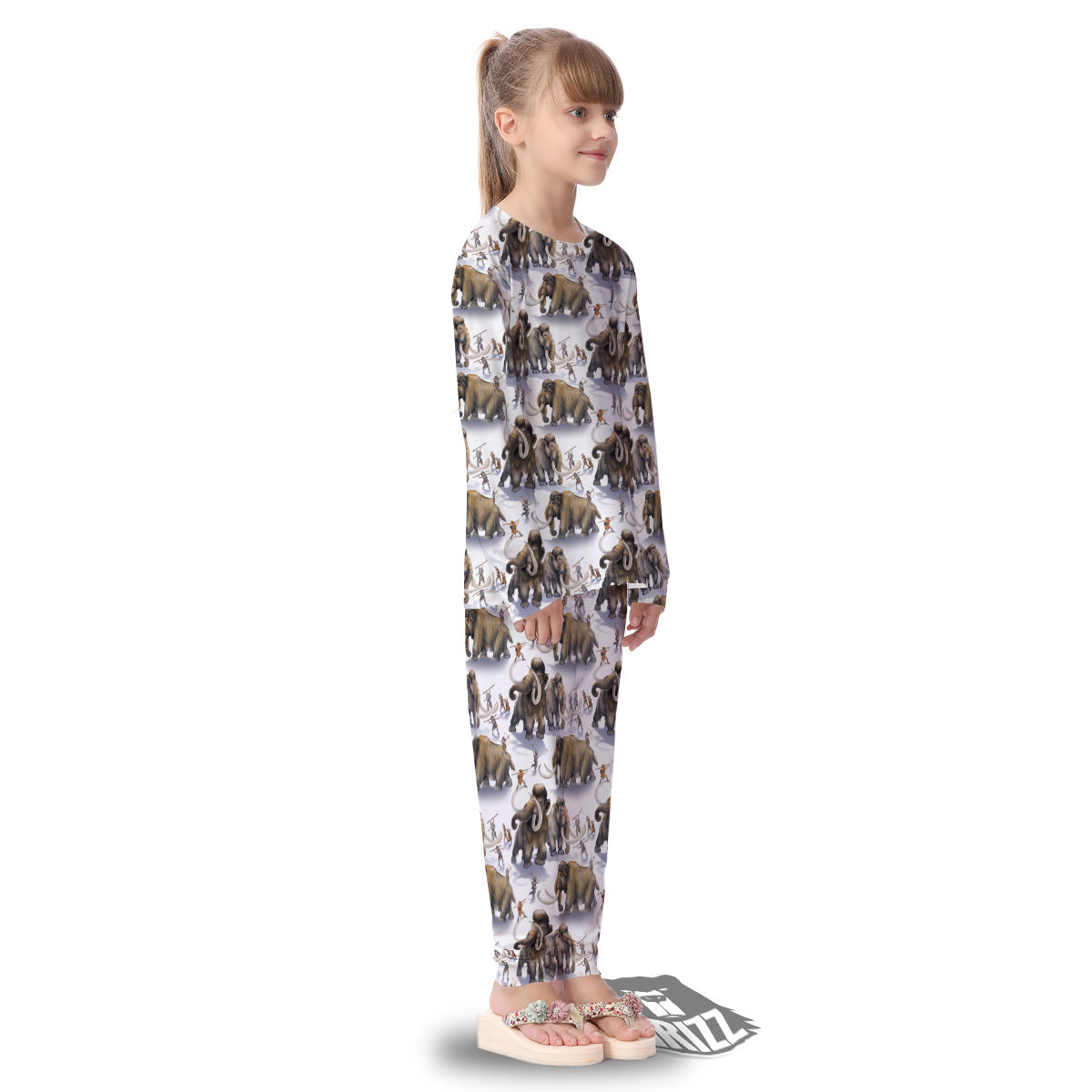 Hunting Mammoth Print Pattern Kid's Pajamas-grizzshop