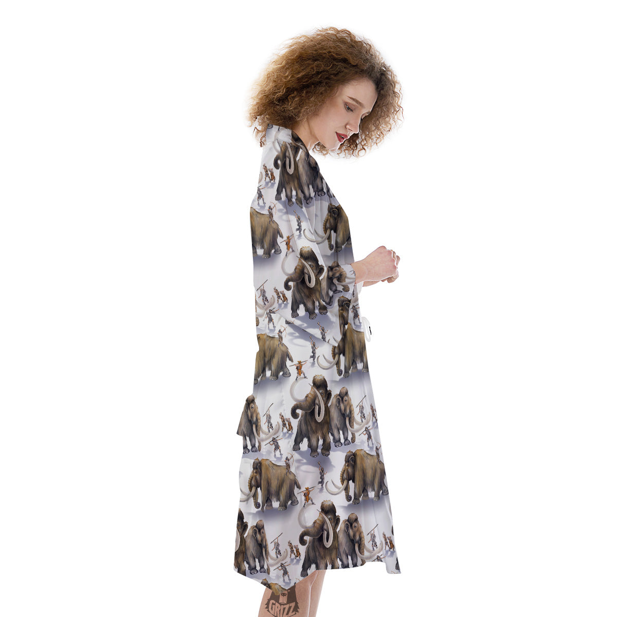 Hunting Mammoth Print Pattern Kimono-grizzshop