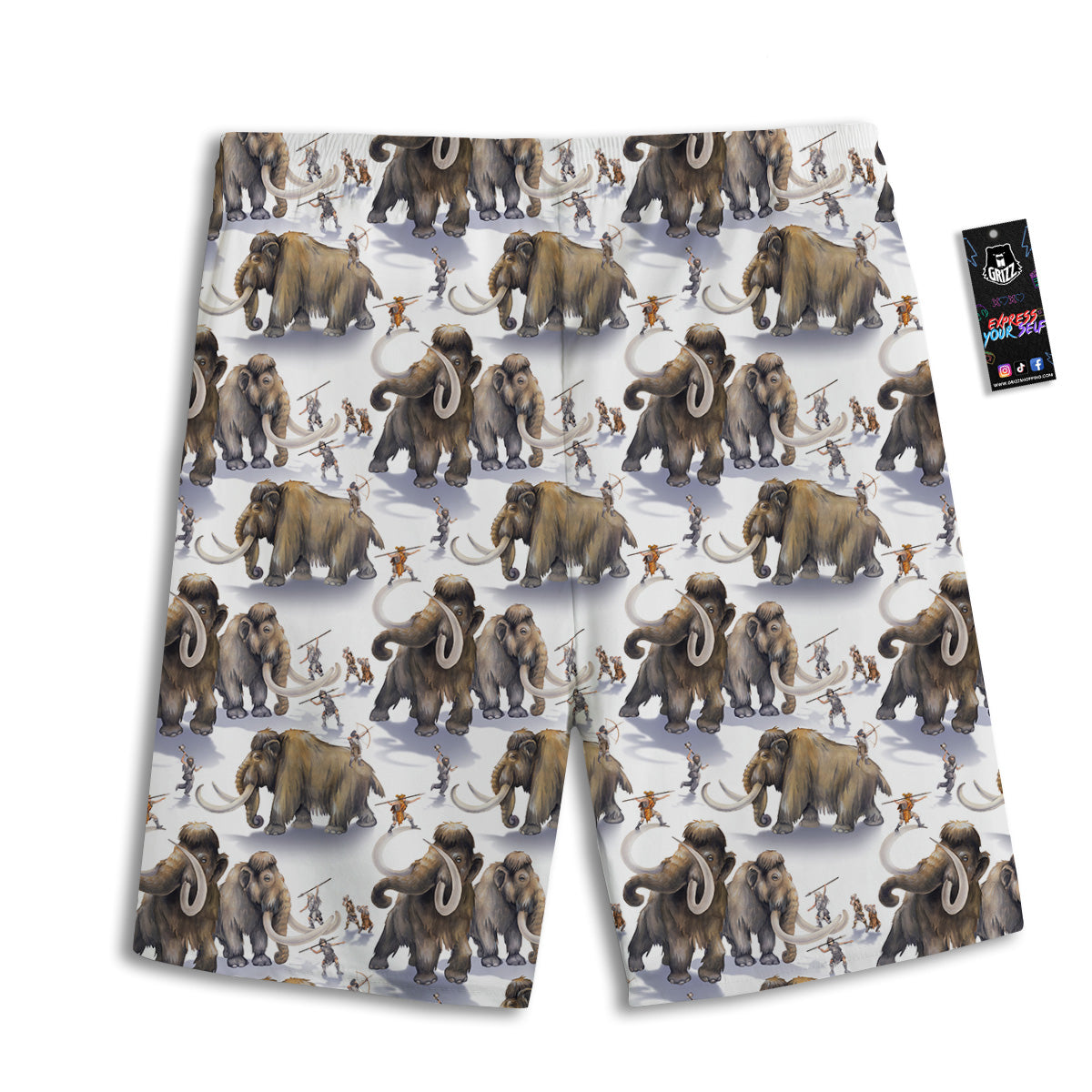 Hunting Mammoth Print Pattern Men's Athletic Shorts