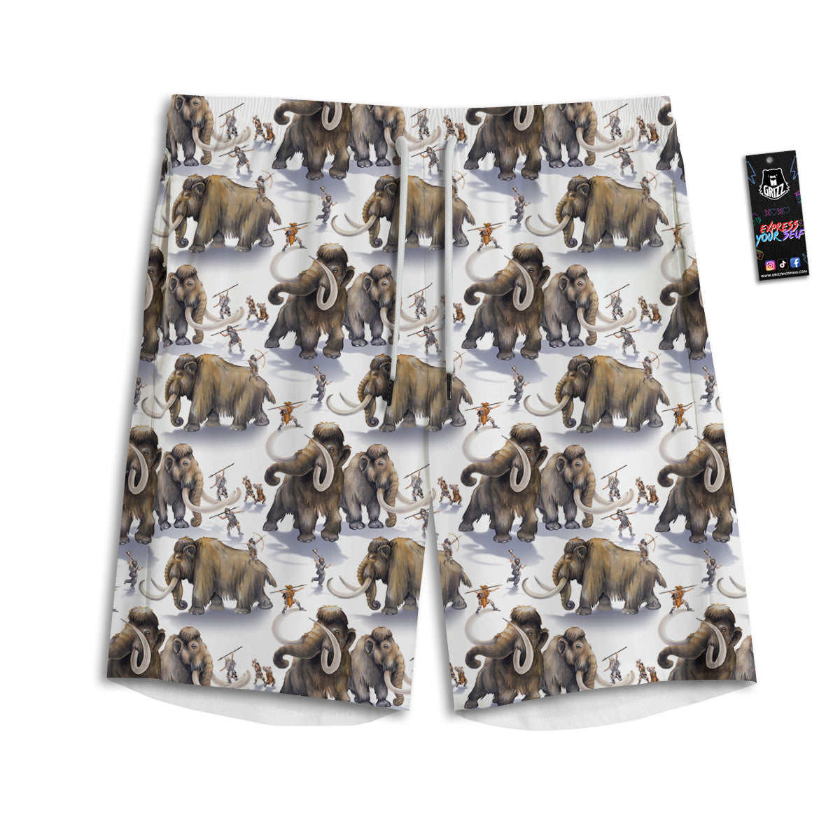 Hunting Mammoth Print Pattern Men's Athletic Shorts