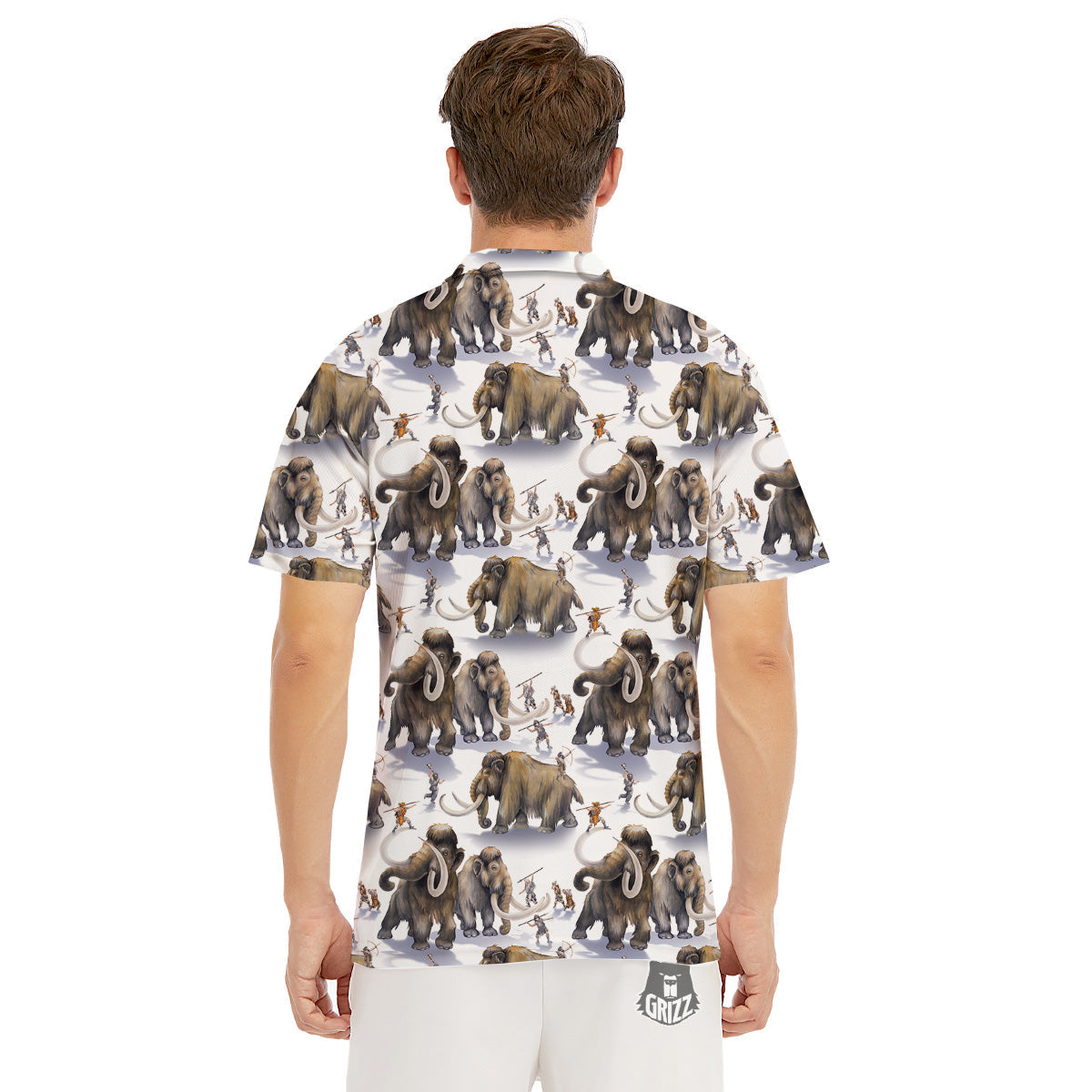 Hunting Mammoth Print Pattern Men's Golf Shirts-grizzshop