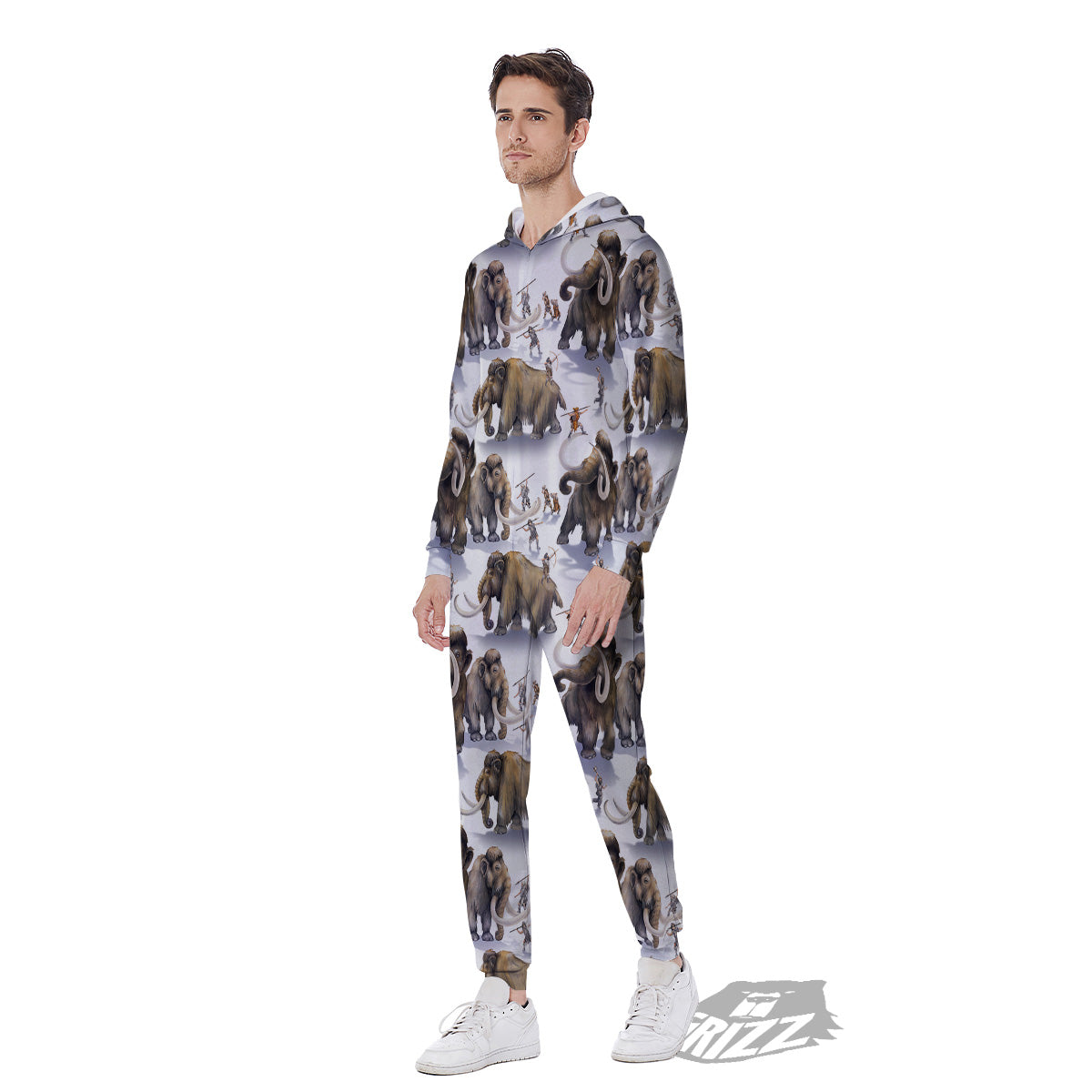 Hunting Mammoth Print Pattern Men's Jumpsuit-grizzshop