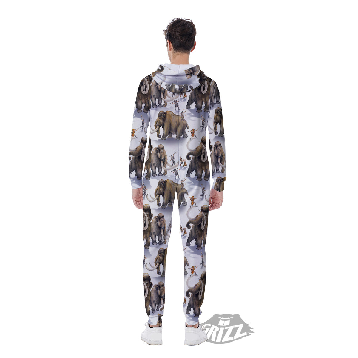 Hunting Mammoth Print Pattern Men's Jumpsuit-grizzshop