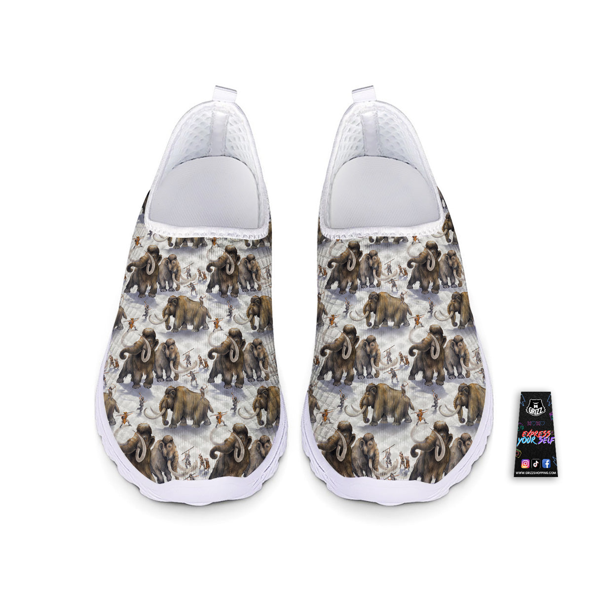 Hunting Mammoth Print Pattern Nurse Shoes-grizzshop