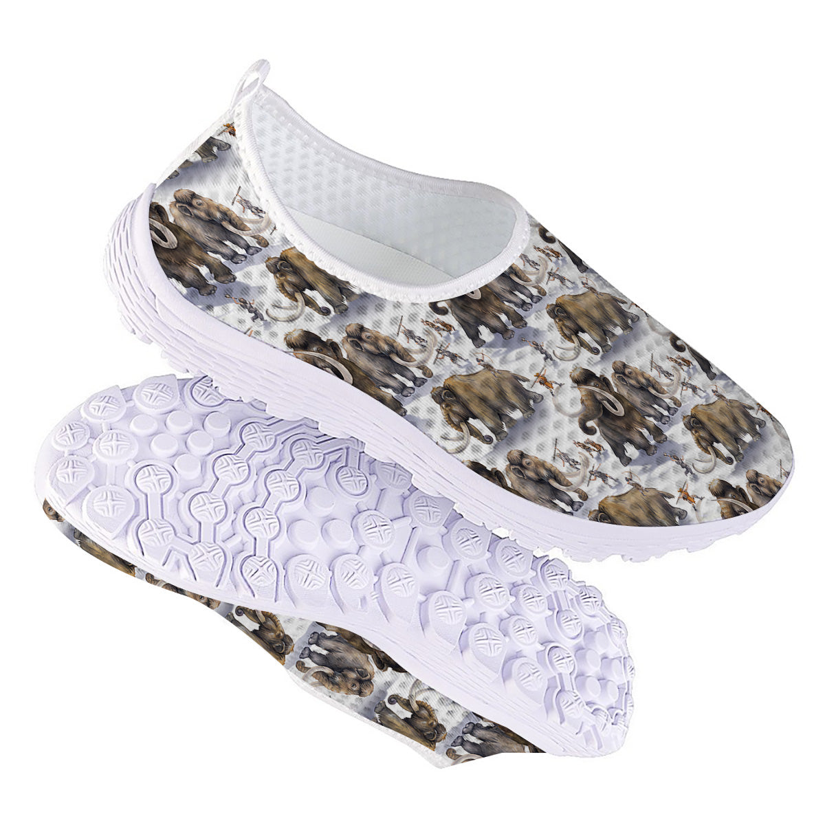 Hunting Mammoth Print Pattern Nurse Shoes-grizzshop