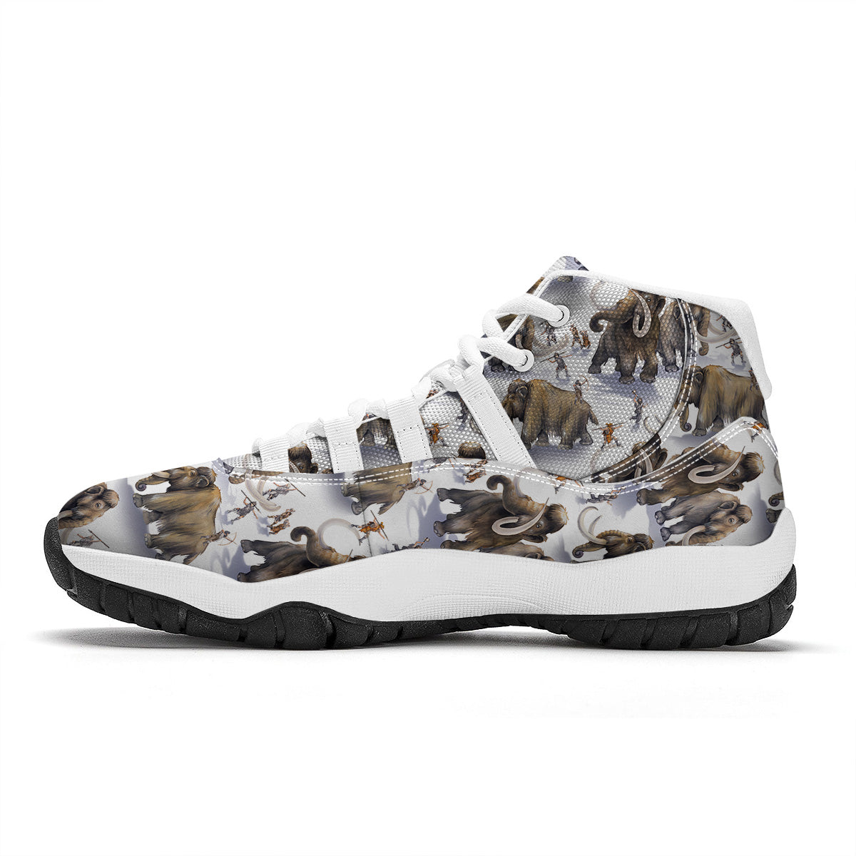 Hunting Mammoth Print Pattern White Bball Shoes-grizzshop