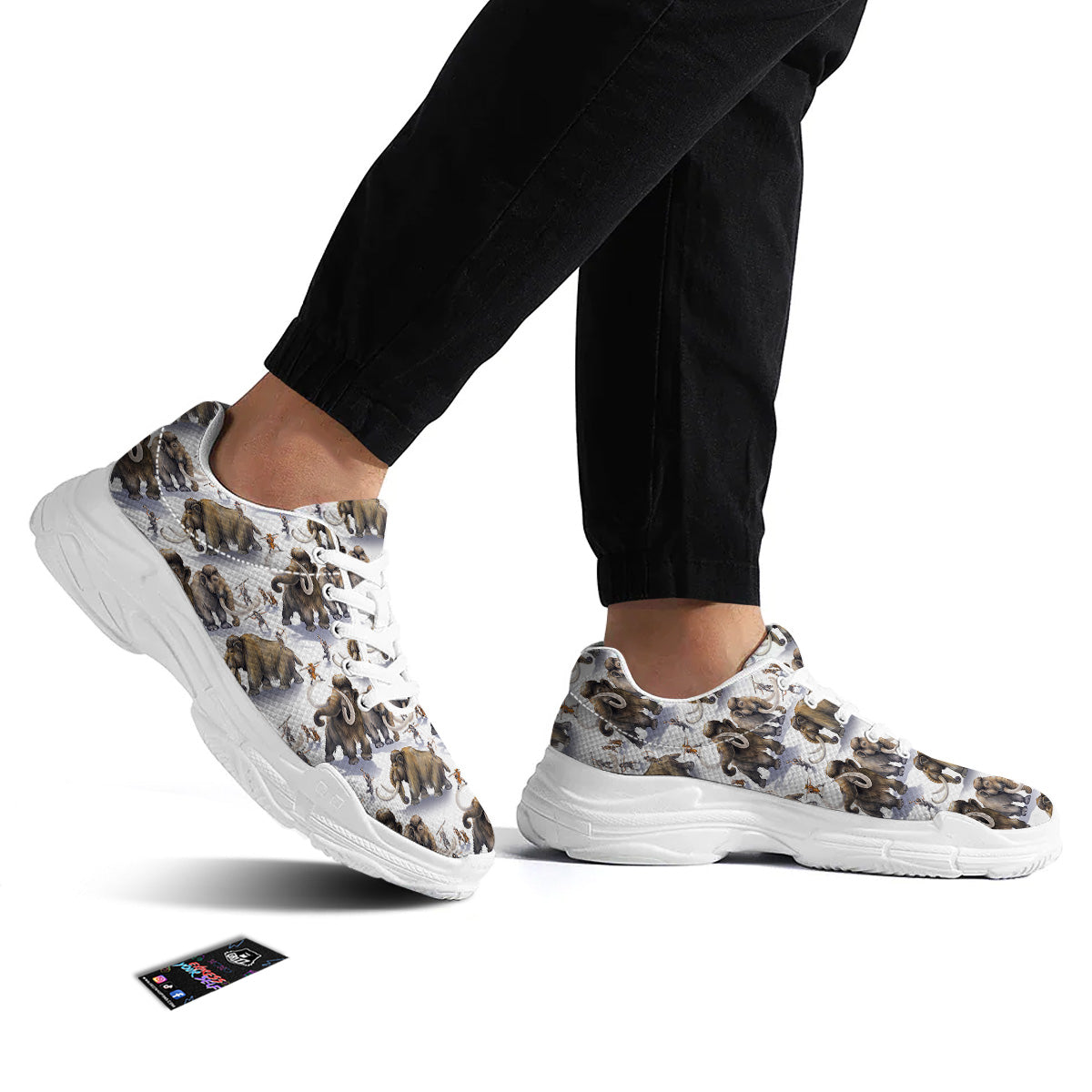 Hunting Mammoth Print Pattern White Chunky Shoes-grizzshop