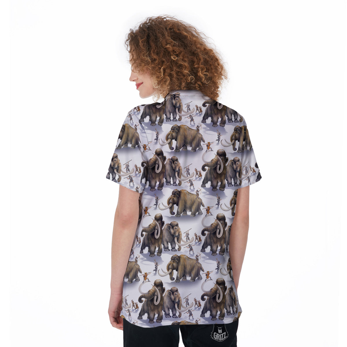 Hunting Mammoth Print Pattern Women's Golf Shirts-grizzshop