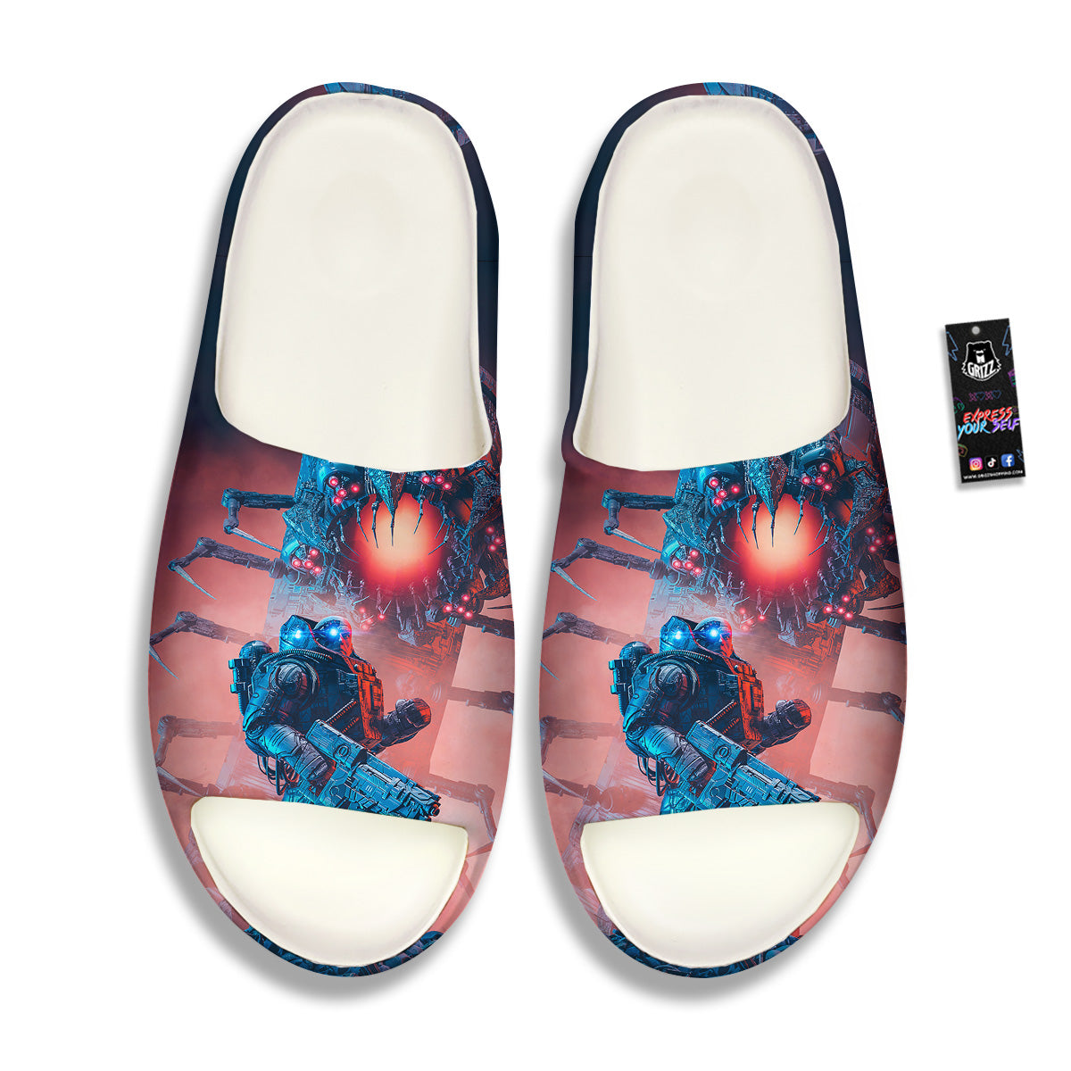 Hunting Alien Worm Print Sandals-grizzshop