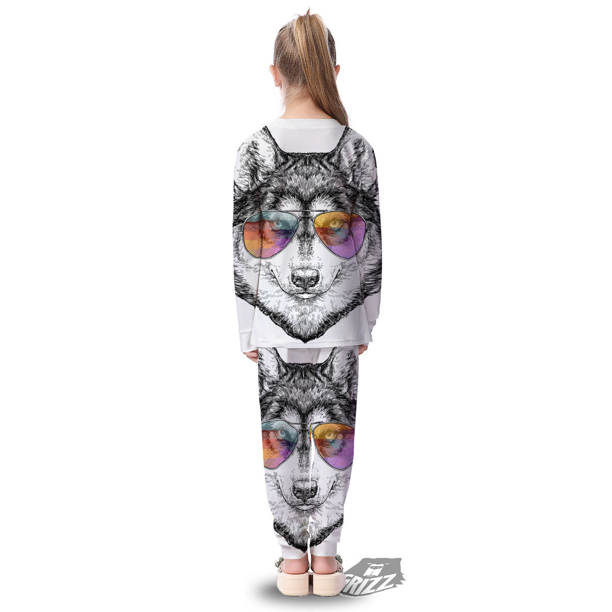 Husky Hippie Siberian Print Kid's Pajamas-grizzshop