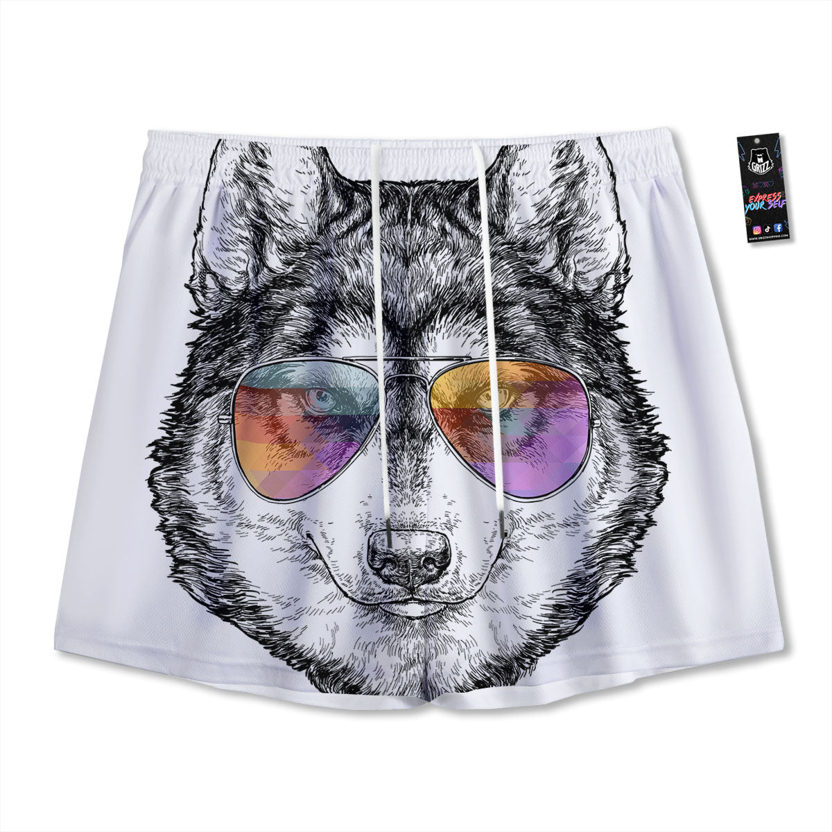 Husky Hippie Siberian Print Mesh Shorts