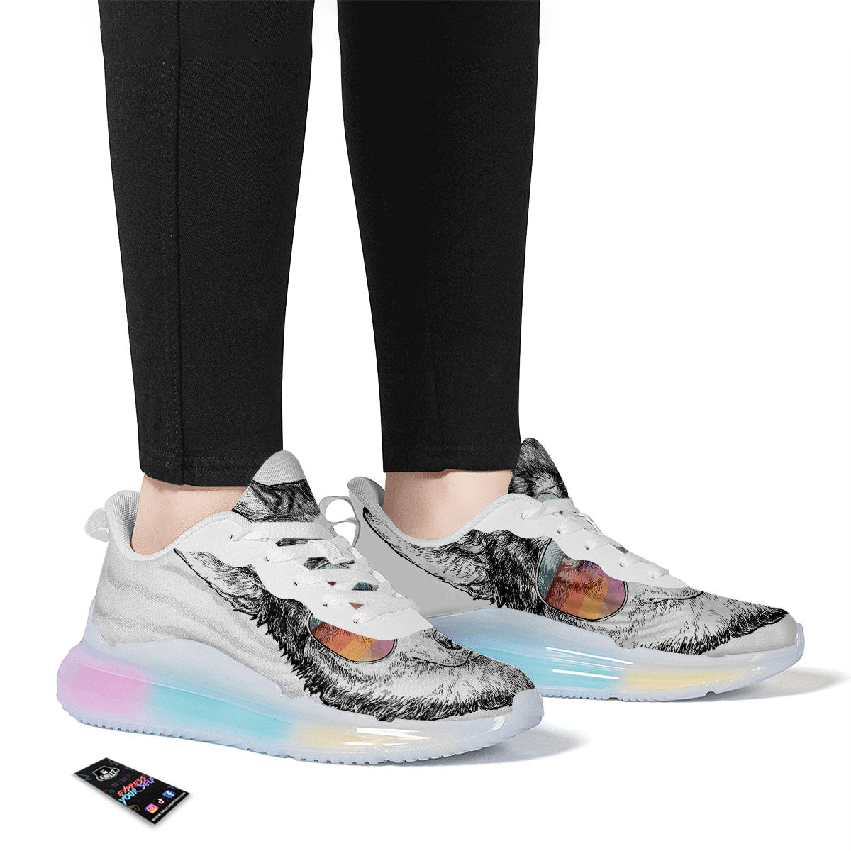 Husky Hippie Siberian Print Running Sneakers-grizzshop