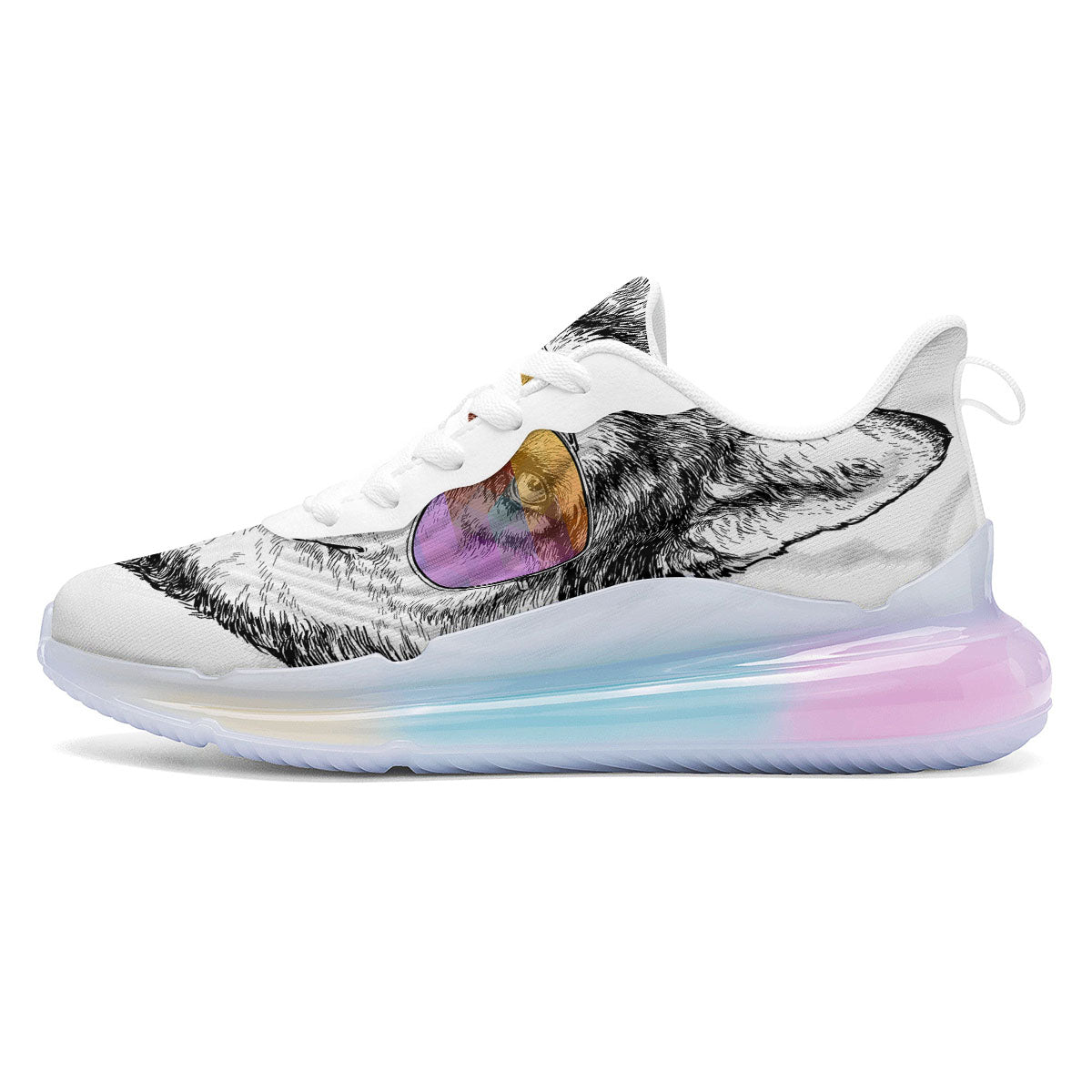 Husky Hippie Siberian Print Running Sneakers-grizzshop