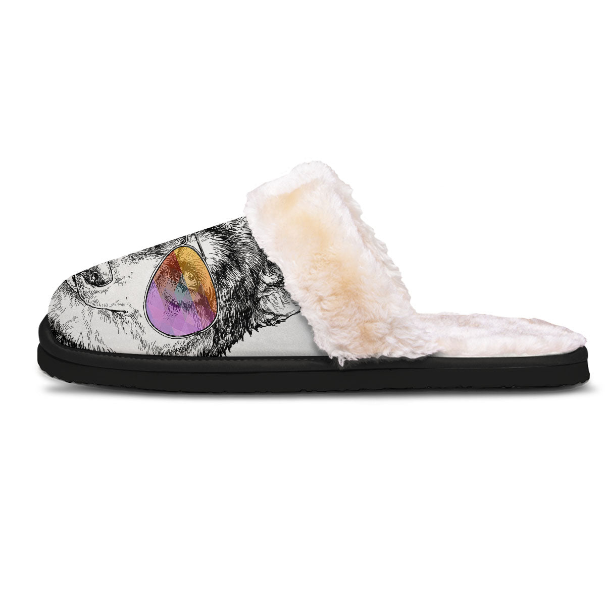 Husky Hippie Siberian Print Slippers-grizzshop
