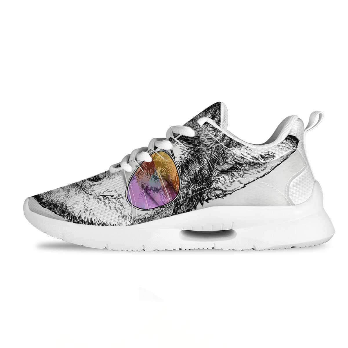 Husky Hippie Siberian Print Tennis Shoes-grizzshop