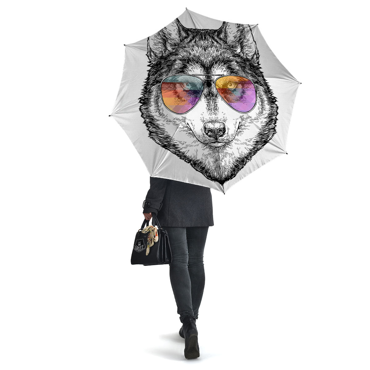 Husky Hippie Siberian Print Umbrella-grizzshop