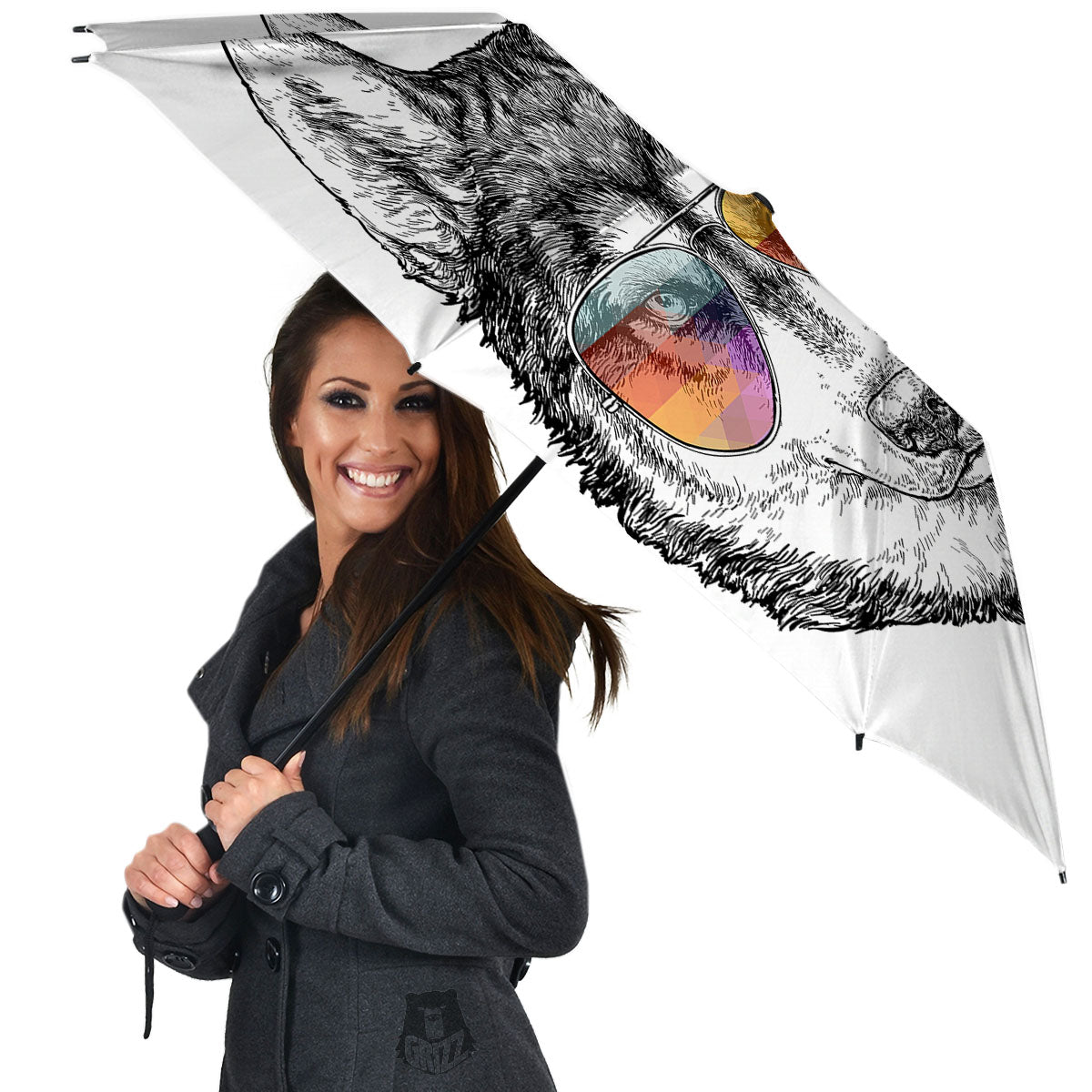 Husky Hippie Siberian Print Umbrella-grizzshop