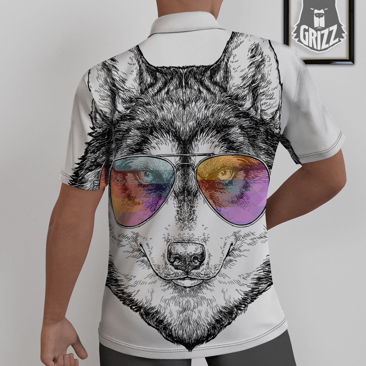 Husky Hippie Siberian Print Untucked Shirts-grizzshop