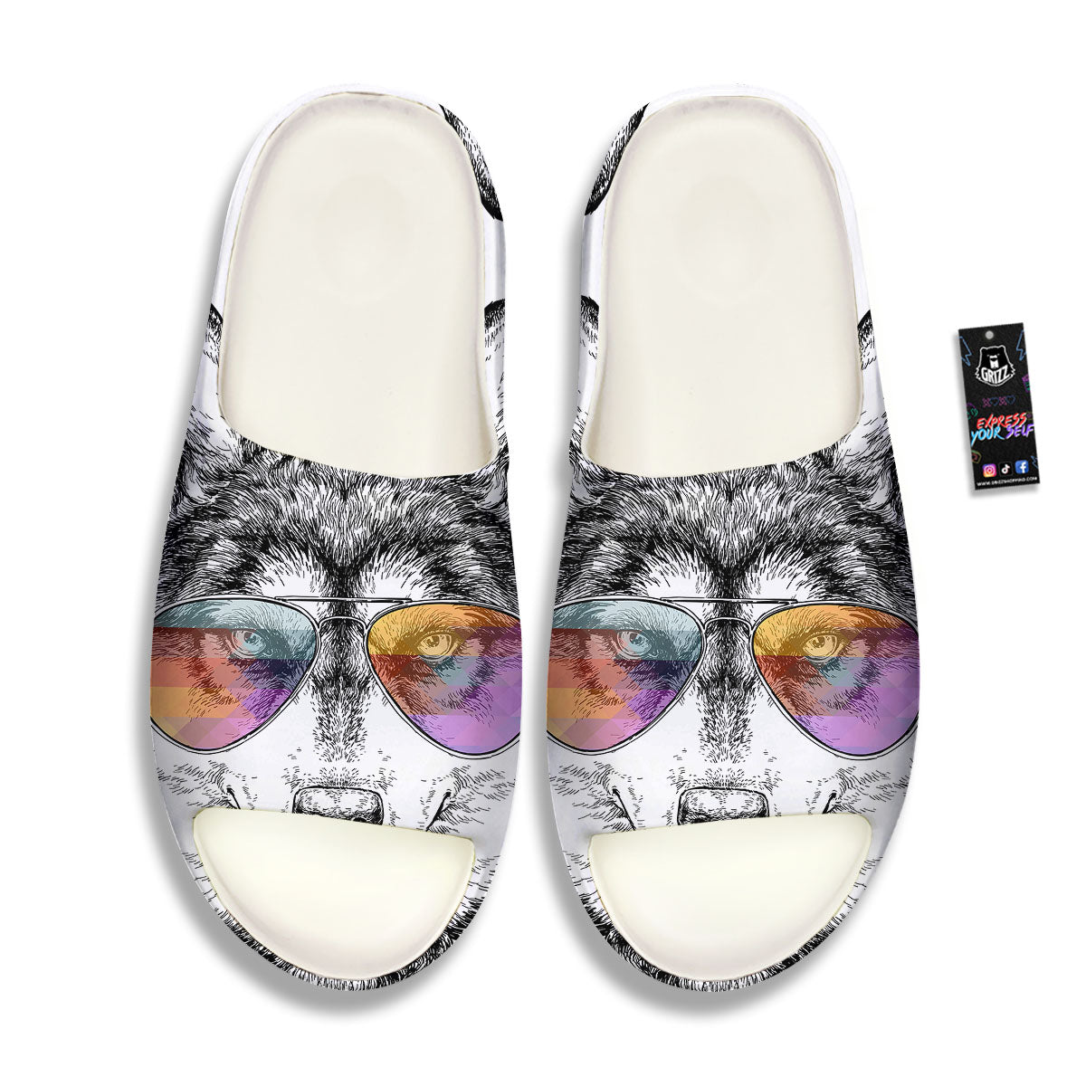 Husky Hippie Siberian Print Sandals-grizzshop