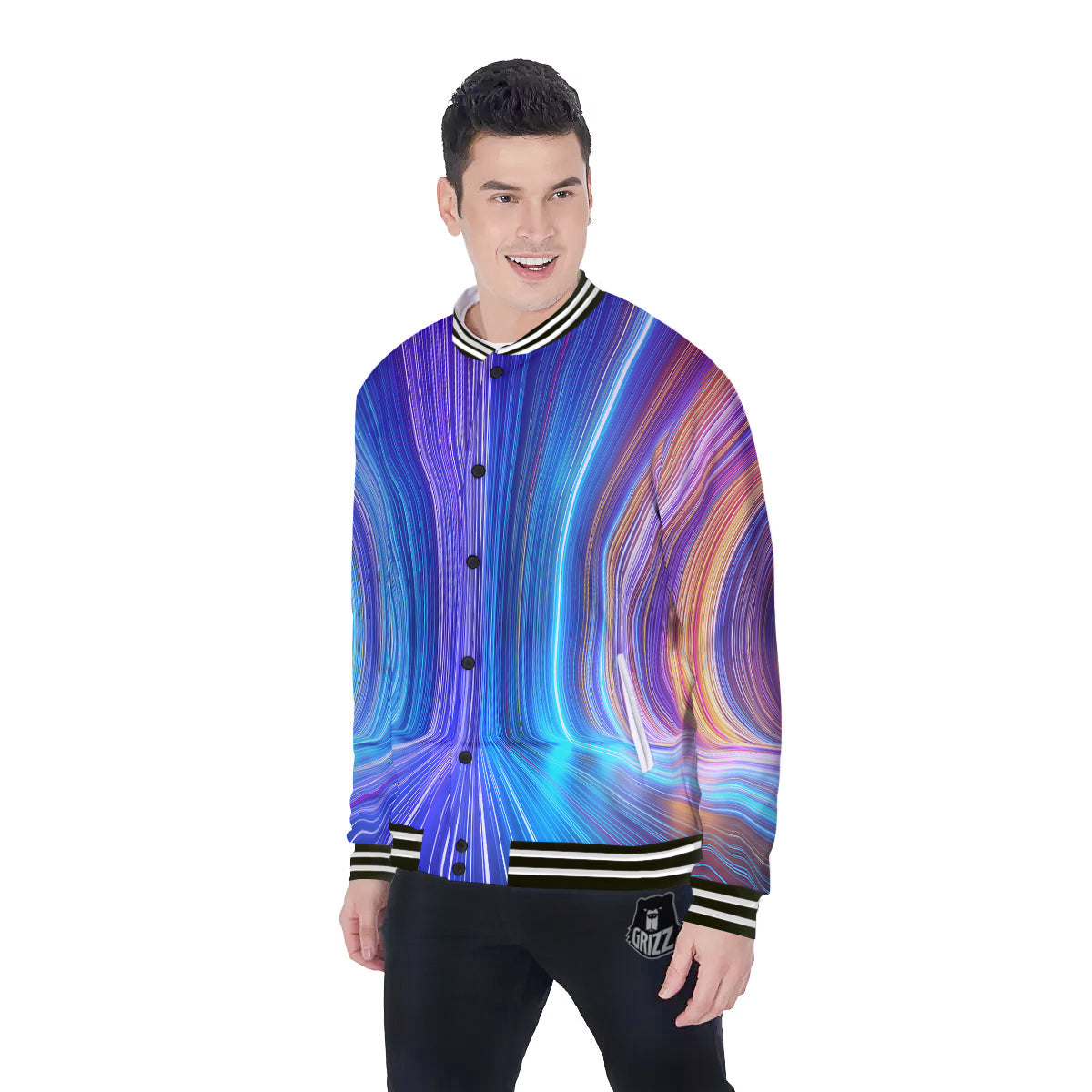 Hyperspace Colorful Print Baseball Jacket-grizzshop
