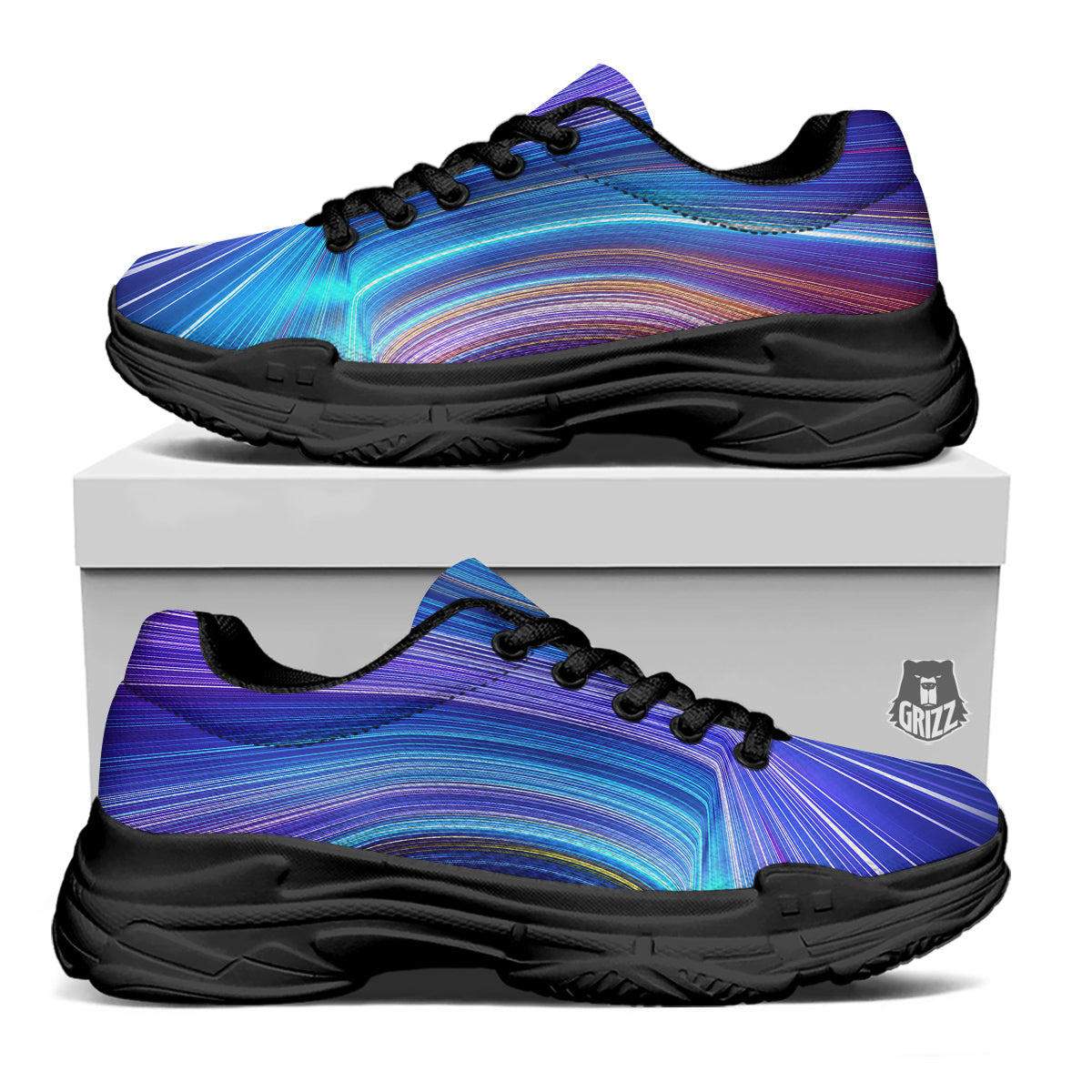 Hyperspace Colorful Print Black Chunky Shoes-grizzshop