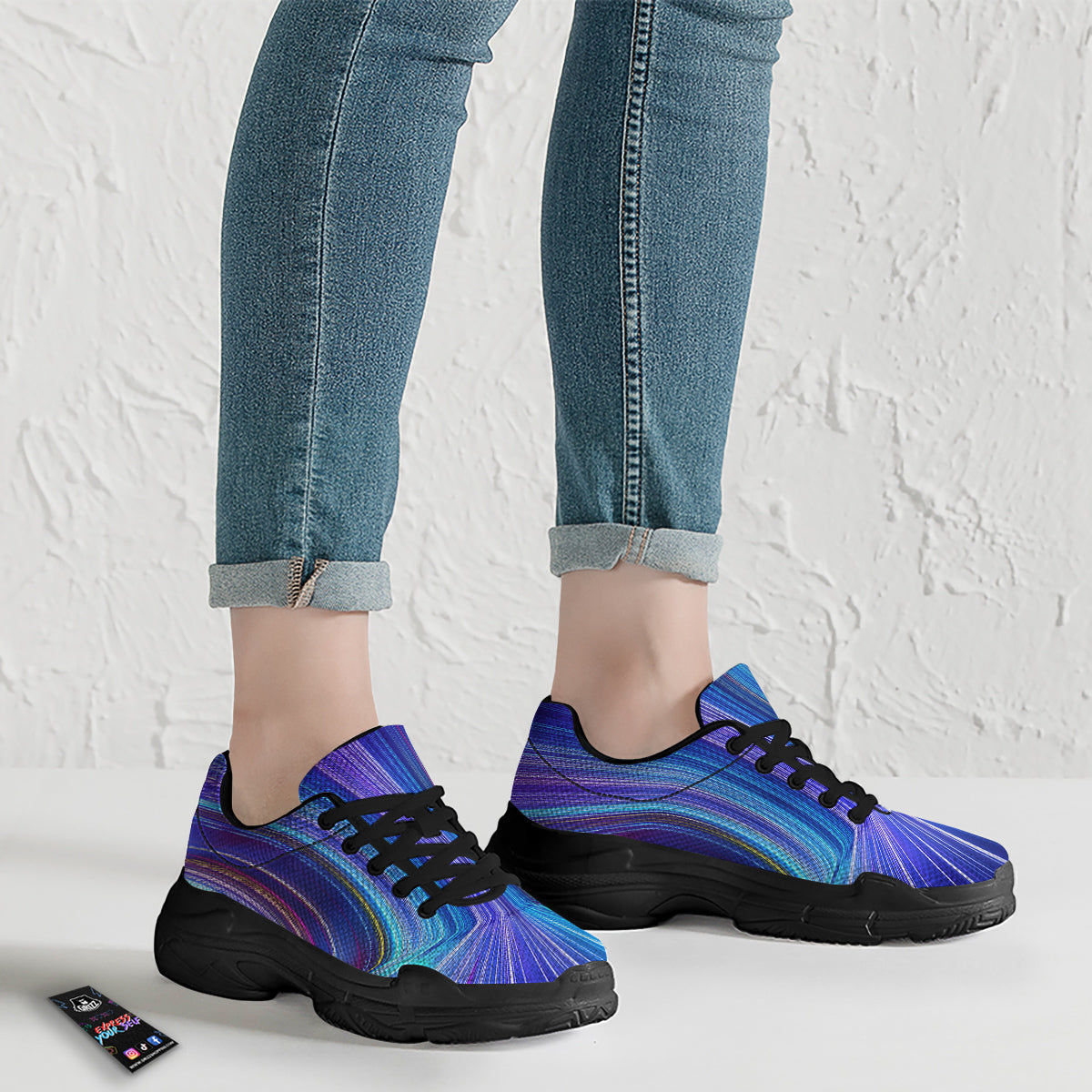 Hyperspace Colorful Print Black Chunky Shoes-grizzshop