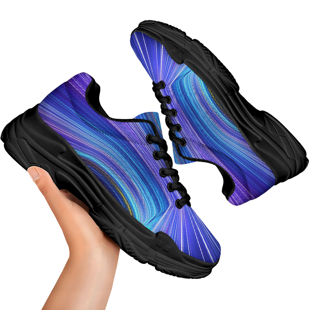 Hyperspace Colorful Print Black Chunky Shoes-grizzshop