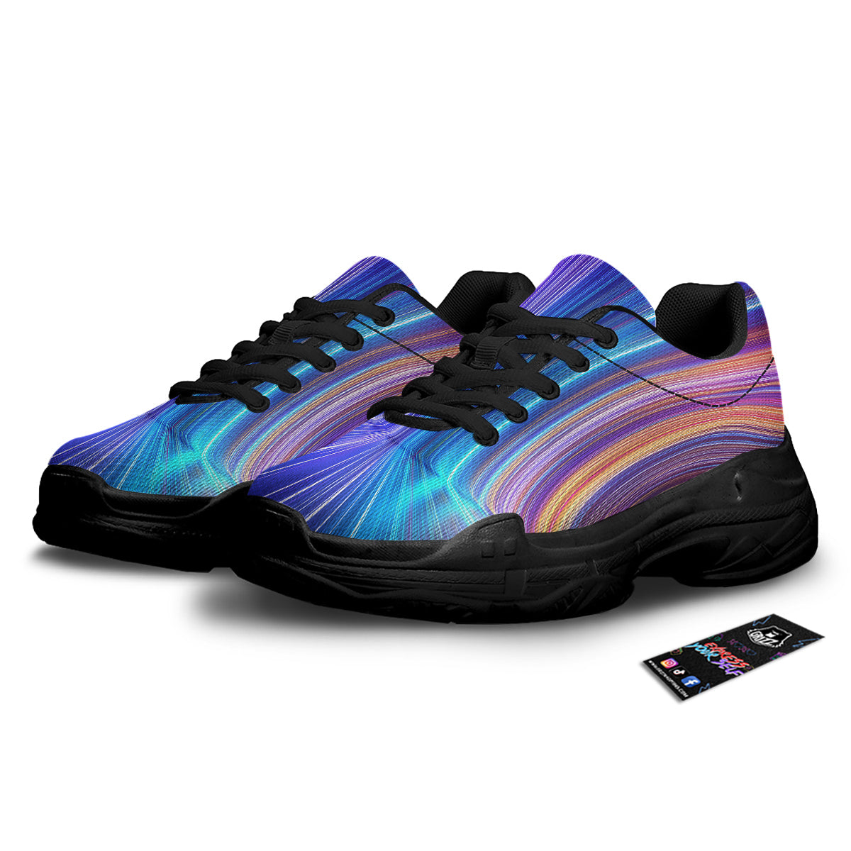 Hyperspace Colorful Print Black Chunky Shoes-grizzshop