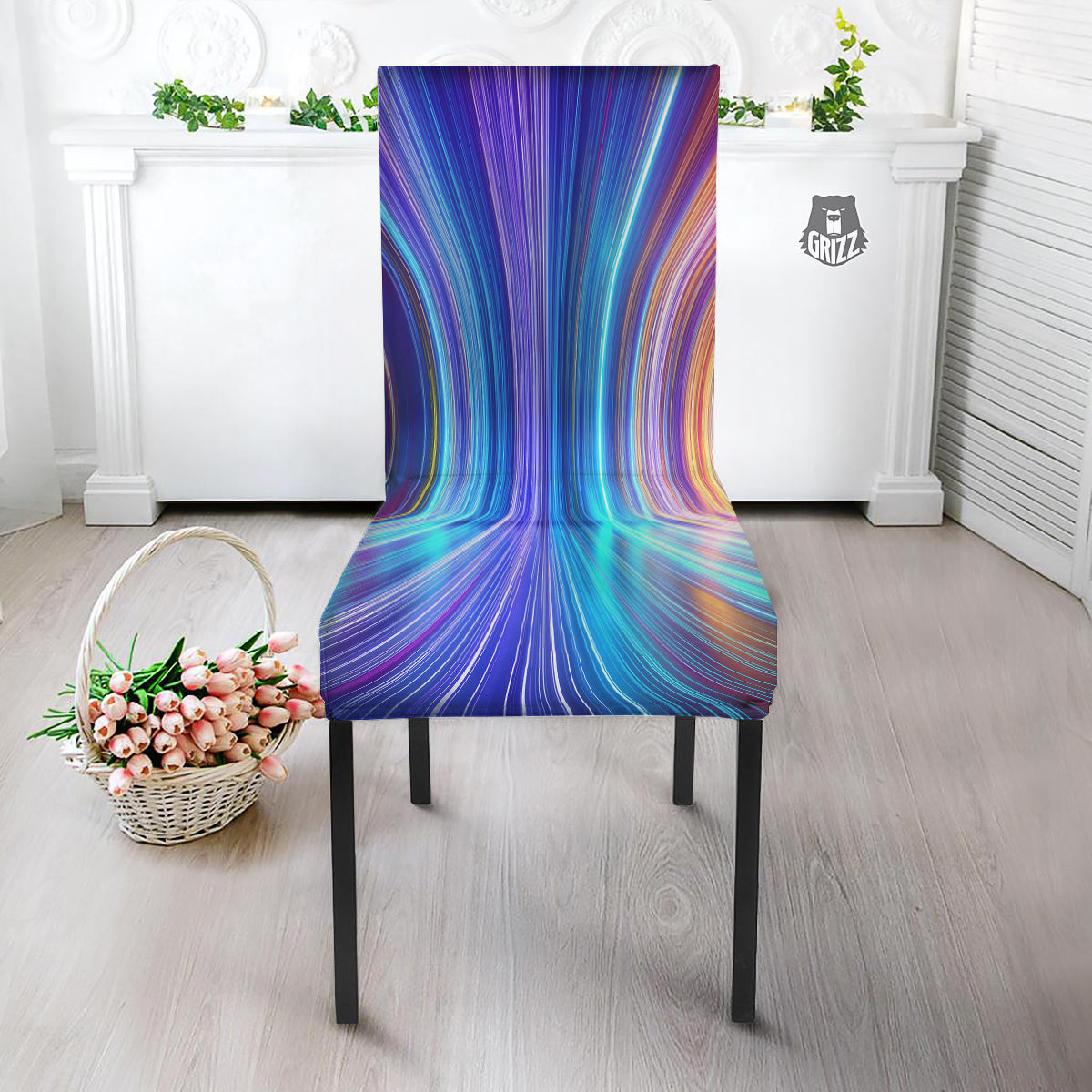 Hyperspace Colorful Print Dining Chair Slipcover-grizzshop