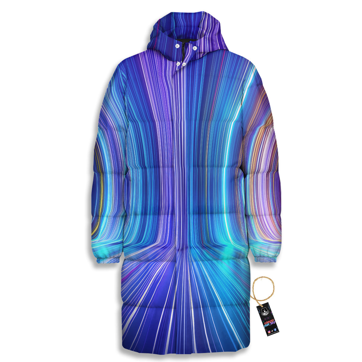 Hyperspace Colorful Print Long Down Jacket-grizzshop