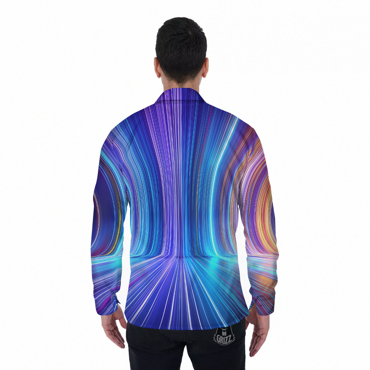 Hyperspace Colorful Print Men's Long Sleeve Shirts-grizzshop