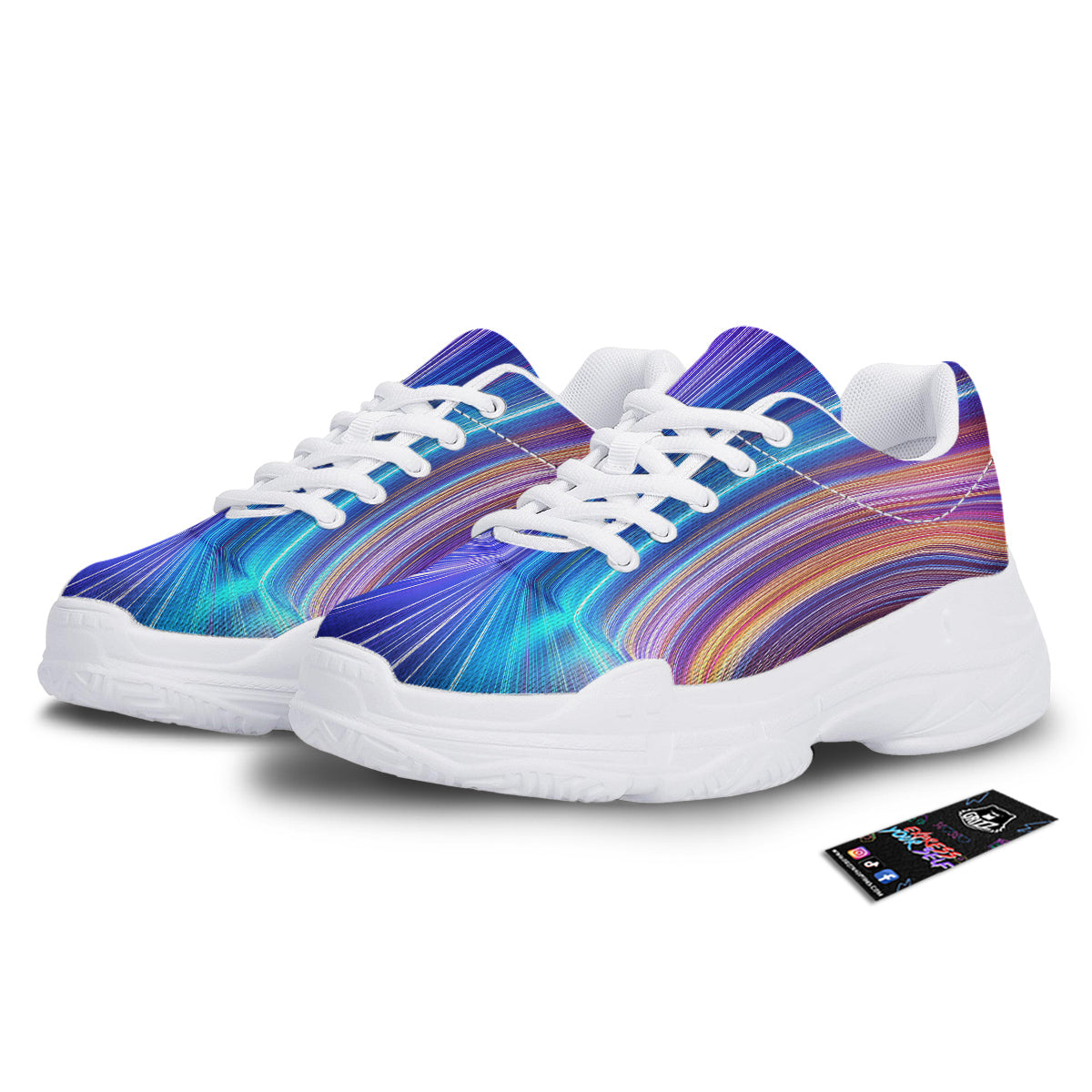 Hyperspace Colorful Print White Chunky Shoes-grizzshop