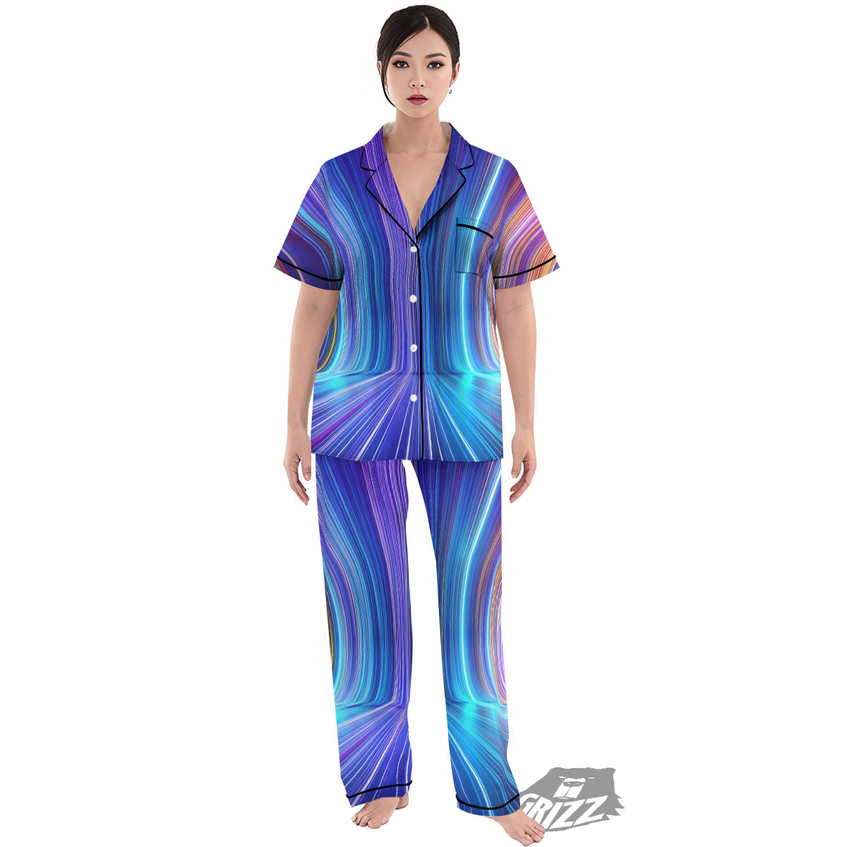 Hyperspace Colorful Print Women's Pajamas Set-grizzshop