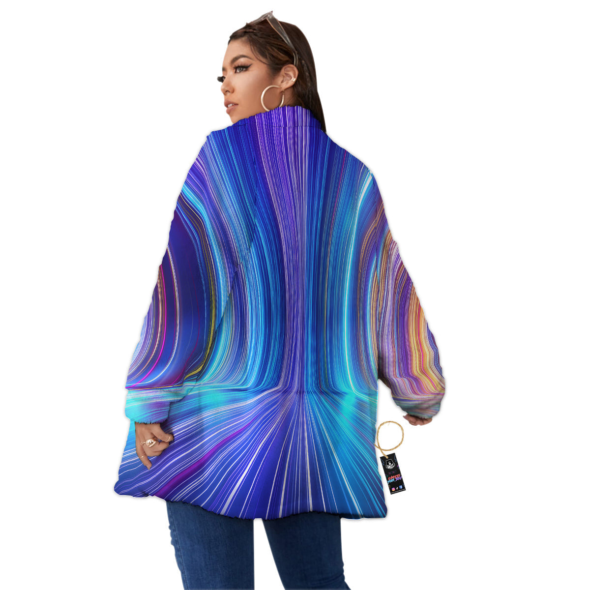 Hyperspace Colorful Print Women's Sherpa Jacket-grizzshop