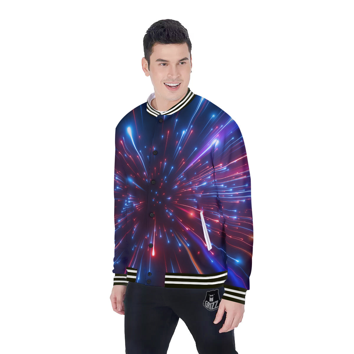 Hyperspace Cosmic Print Baseball Jacket-grizzshop
