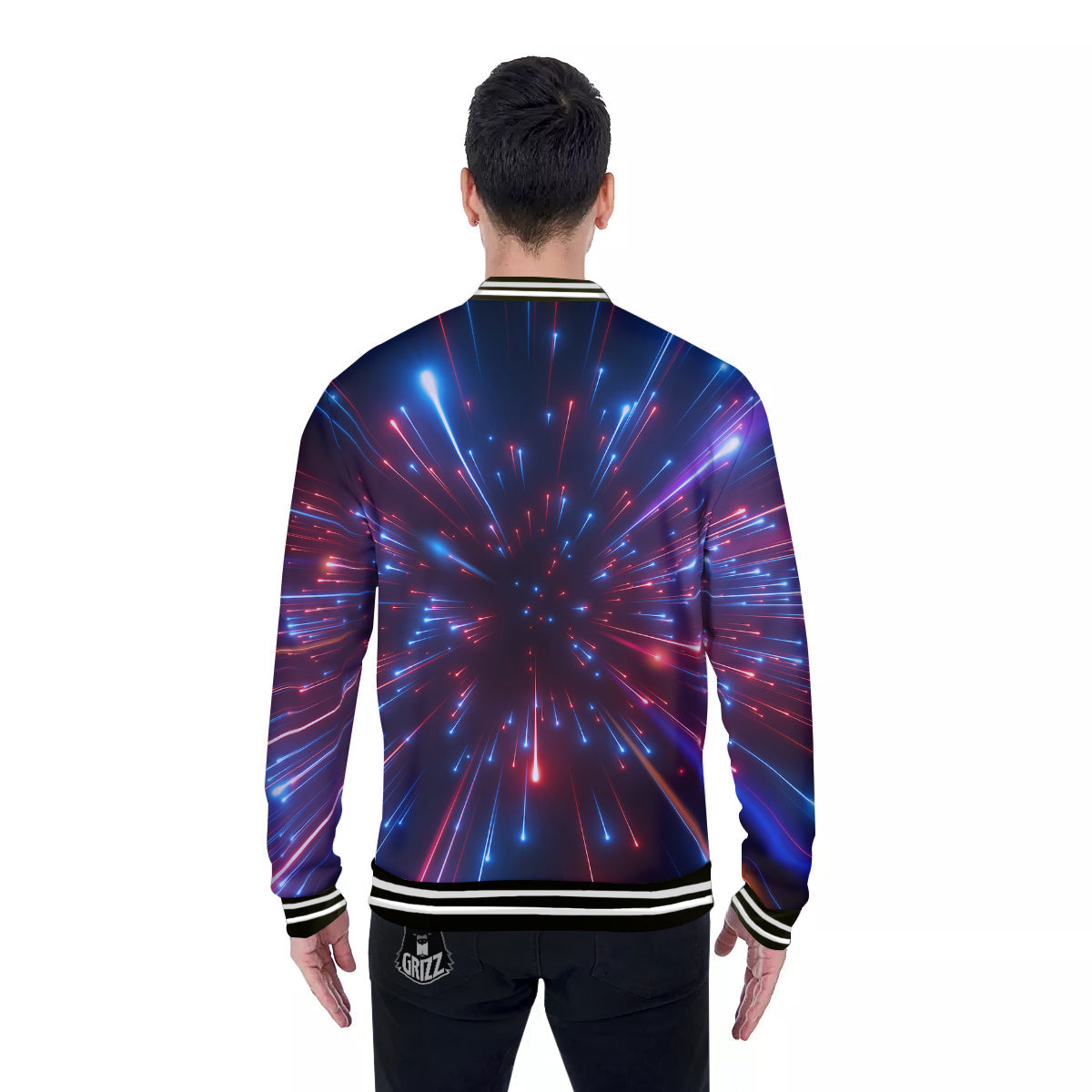 Hyperspace Cosmic Print Baseball Jacket-grizzshop