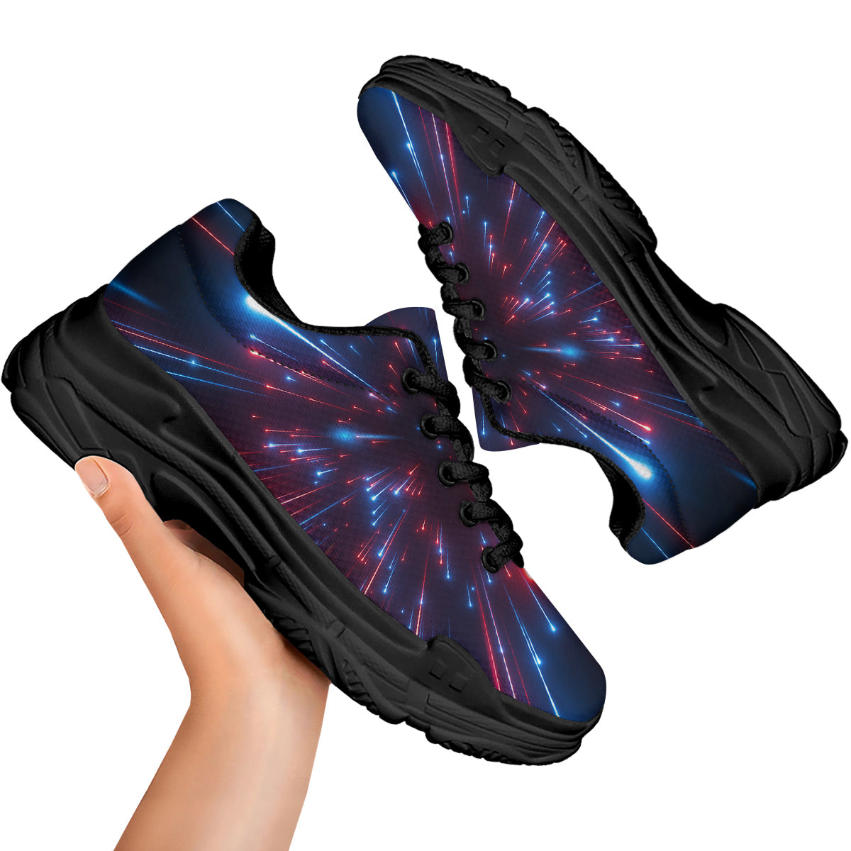 Hyperspace Cosmic Print Black Chunky Shoes-grizzshop
