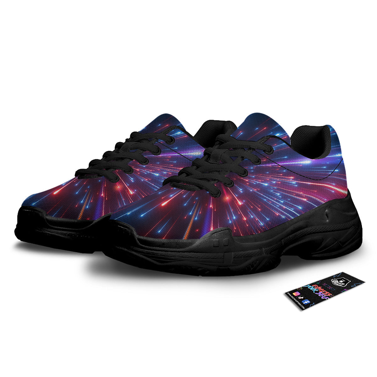 Hyperspace Cosmic Print Black Chunky Shoes-grizzshop