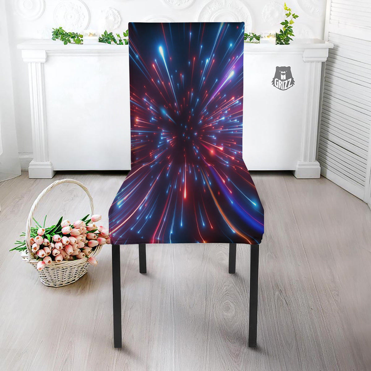Hyperspace Cosmic Print Dining Chair Slipcover-grizzshop