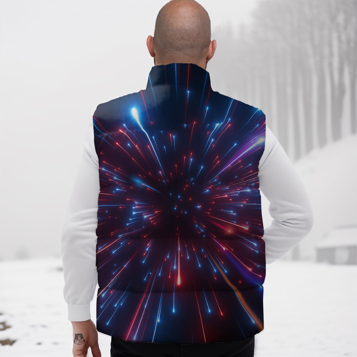 Hyperspace Cosmic Print Down Vest-grizzshop