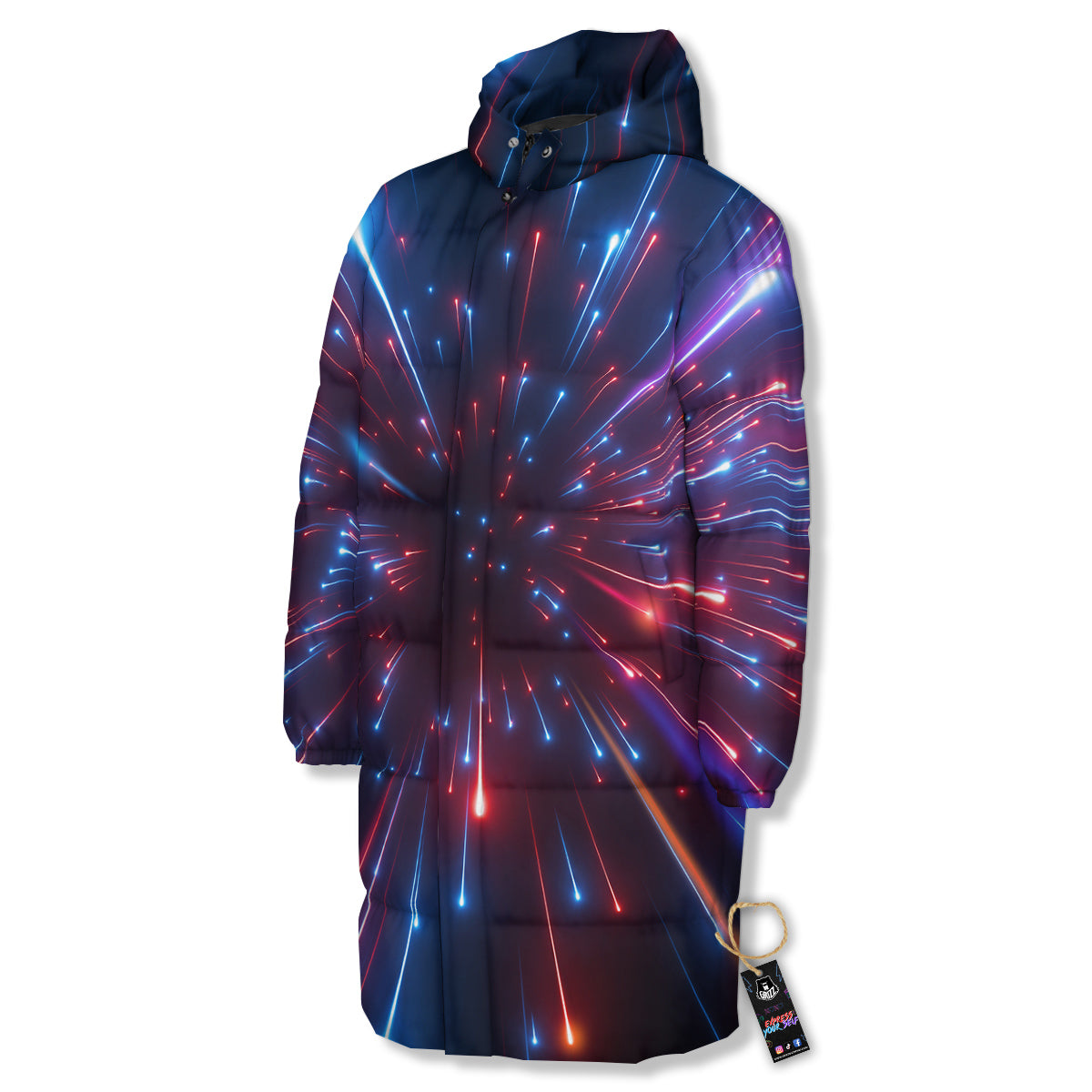 Hyperspace Cosmic Print Long Down Jacket-grizzshop