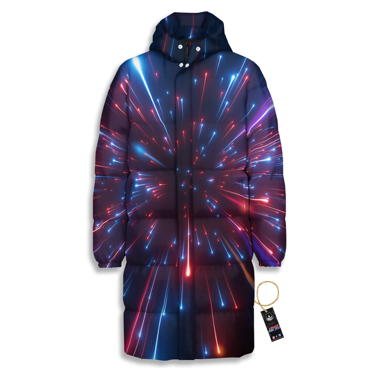 Hyperspace Cosmic Print Long Down Jacket-grizzshop