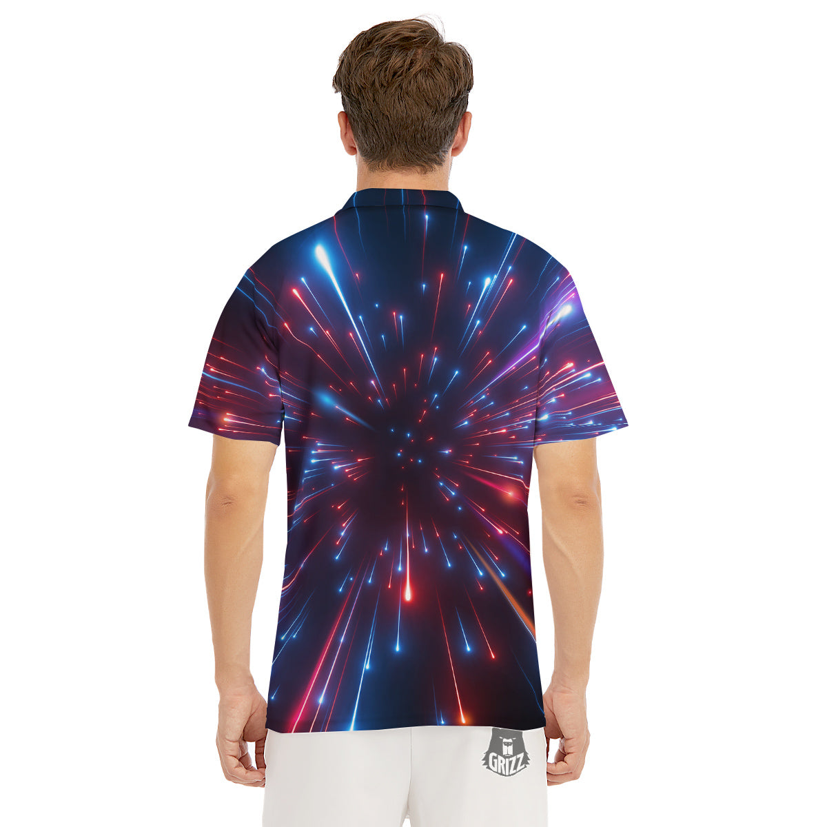 Hyperspace Cosmic Print Men's Golf Shirts-grizzshop